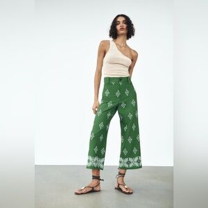 Zara linen cropped wide-leg pants